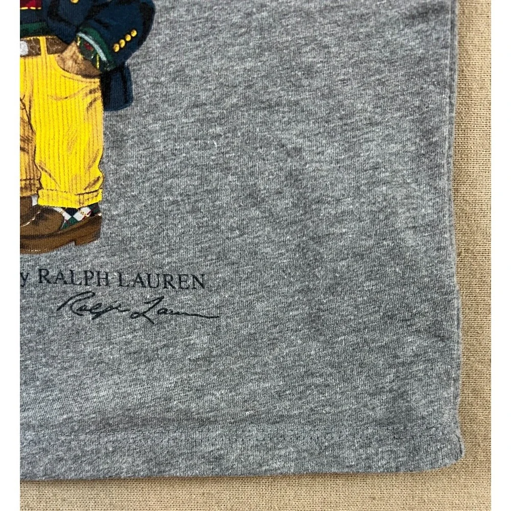 Polo Ralph Lauren Kids Baby 6- 9 months Colorblock Polo Bear Graphic Shirt Gray